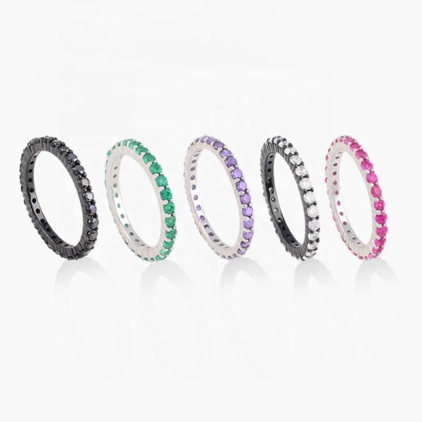 Fashion Luxury Sparkling Blue Cubic Zirconia Ring 925 Sterling Silver Classic Stackable Finger Rings For Women Statement Jewelry