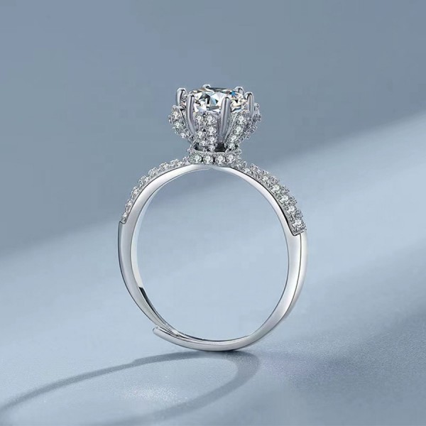 Fashion luxury designer Moissanite Ring 925 Sterling Silver Geometry Engagement Wedding Jewelry 1 Carat Crown Rings For Women