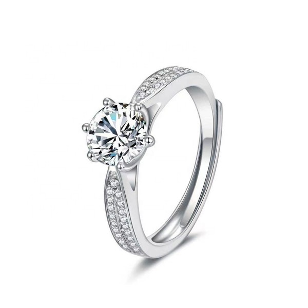 Fashion Jewelry Manufacturer Women S925 Sterling Silver Moissanite   Rings  1 Carat Open Adjustable Wedding Rings