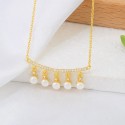 Elegant Fashion Design 18K Gold Plated Fresh Water Layer  Pearl  Ice Out Zircon Stone S925 Sterling Silver Necklace Jewelry