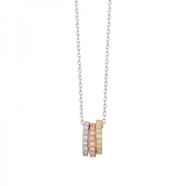 Hot Selling Fashion Style Tree Color Circle Ice Out 3A Zircon Stone Silver Jewelry Manufacturer Pendant Necklace