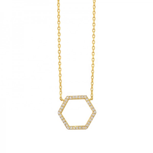 Geometry Fashion Design  High Quality Light Luxury18K Gold Plated Zircon Stone Pendant Necklace  S925 Sterling Silver Jewelry