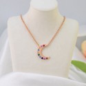 New Arrivals Colorful Stone Charming  Moon 18 K Gold Plated S925 Sterling Silver Pendant Necklace Jewelry Necklace For Women