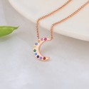 New Arrivals Colorful Stone Charming  Moon 18 K Gold Plated S925 Sterling Silver Pendant Necklace Jewelry Necklace For Women