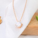 Customized Simple Style Round White Zircon Charm Gold Plated 6mm S925 Sterling Silver Necklace Jewelry