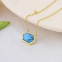 Geometry Simple Style Gold Plated Clavicle Chain Turquoise Jewelry 925 Silver Pendant Necklace Jewelry