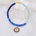 Fashion Gold Fine High Quality Color Stone Statement Eye Pendant Choker Diamond Bracelet  For Women Jewelry