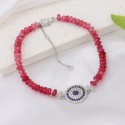 Wholesale Fancy Jewelry Design Multi Color Rose red crystal stone handmade Charms Round cake eye pendant Bracelet For Women