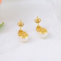 New Fashion S925 Sterling Silver Pearl Crown Earrings with Elegant and Exquisite Earrings for Women