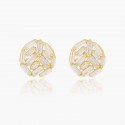 New geometric zircon gold circular earrings for women with fashionable and personalized design. Versatile and elegant earring accessories